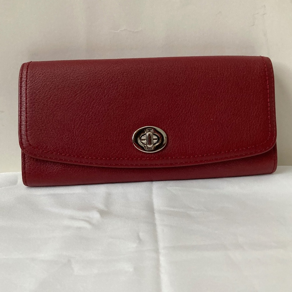 Coach Red Leather Turnlock Wallet